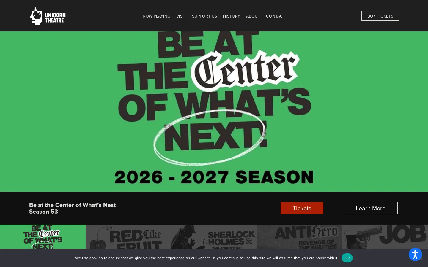Unicorn Theatre Homepage screenshot