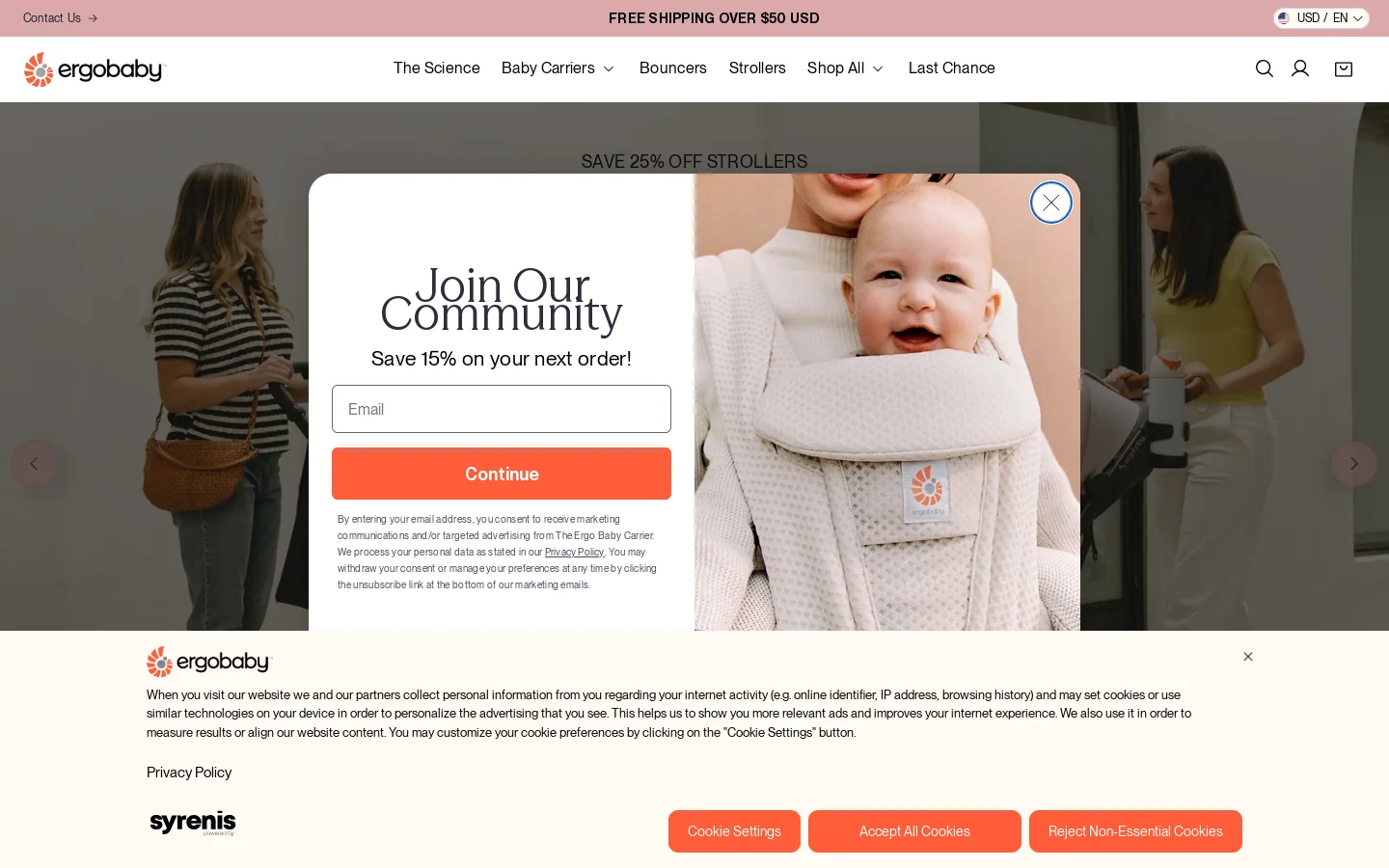 Ergobaby Homepage screenshot