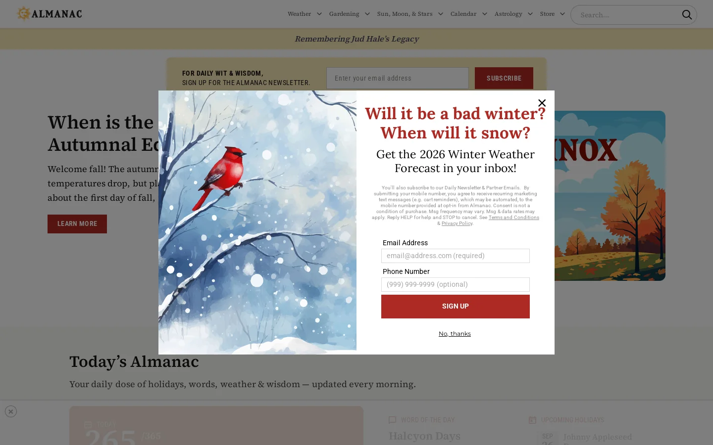 The Old Farmer’s Almanac: Gardening, Weather, Moon, Calendar Homepage screenshot