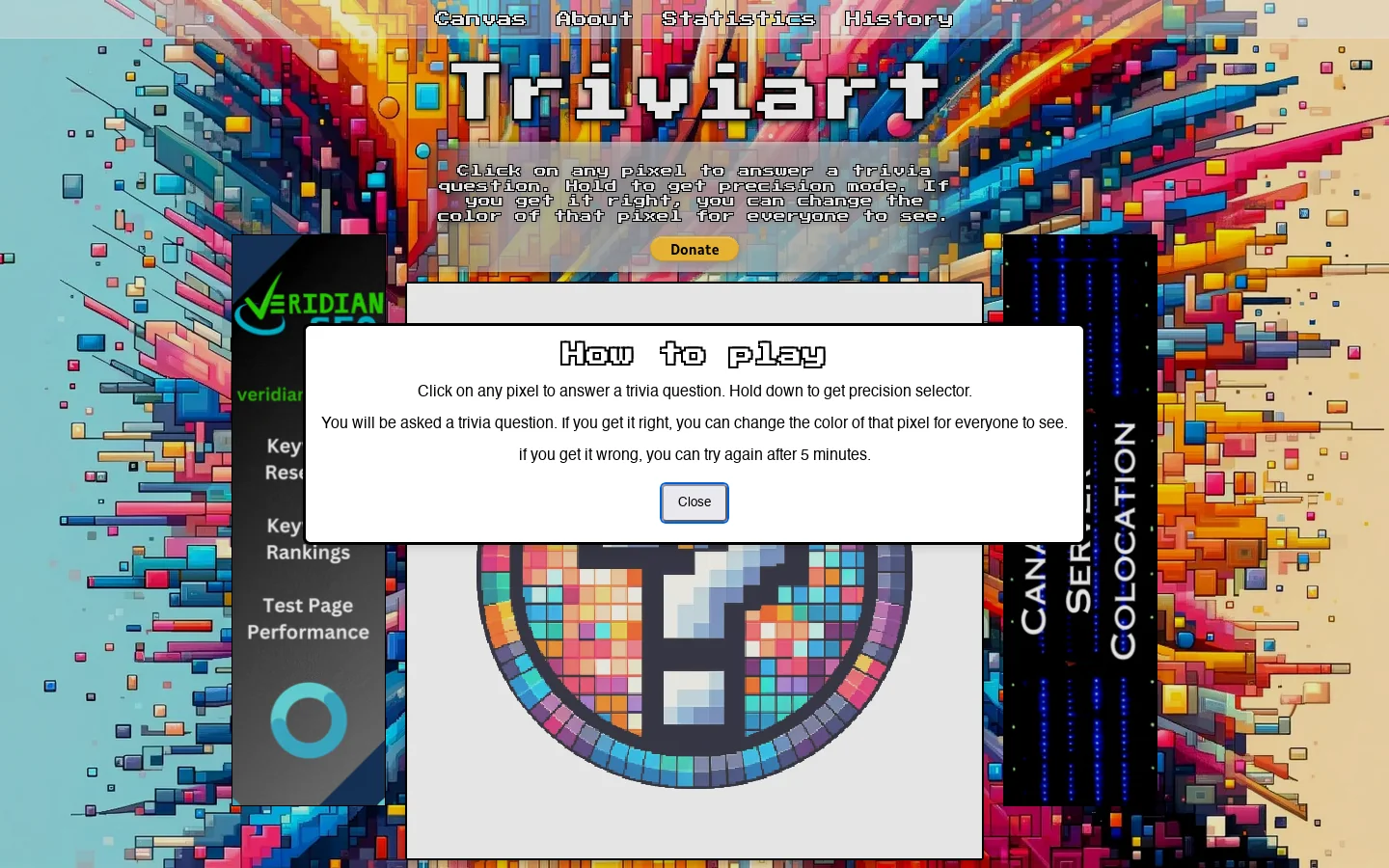 Triviart Homepage screenshot