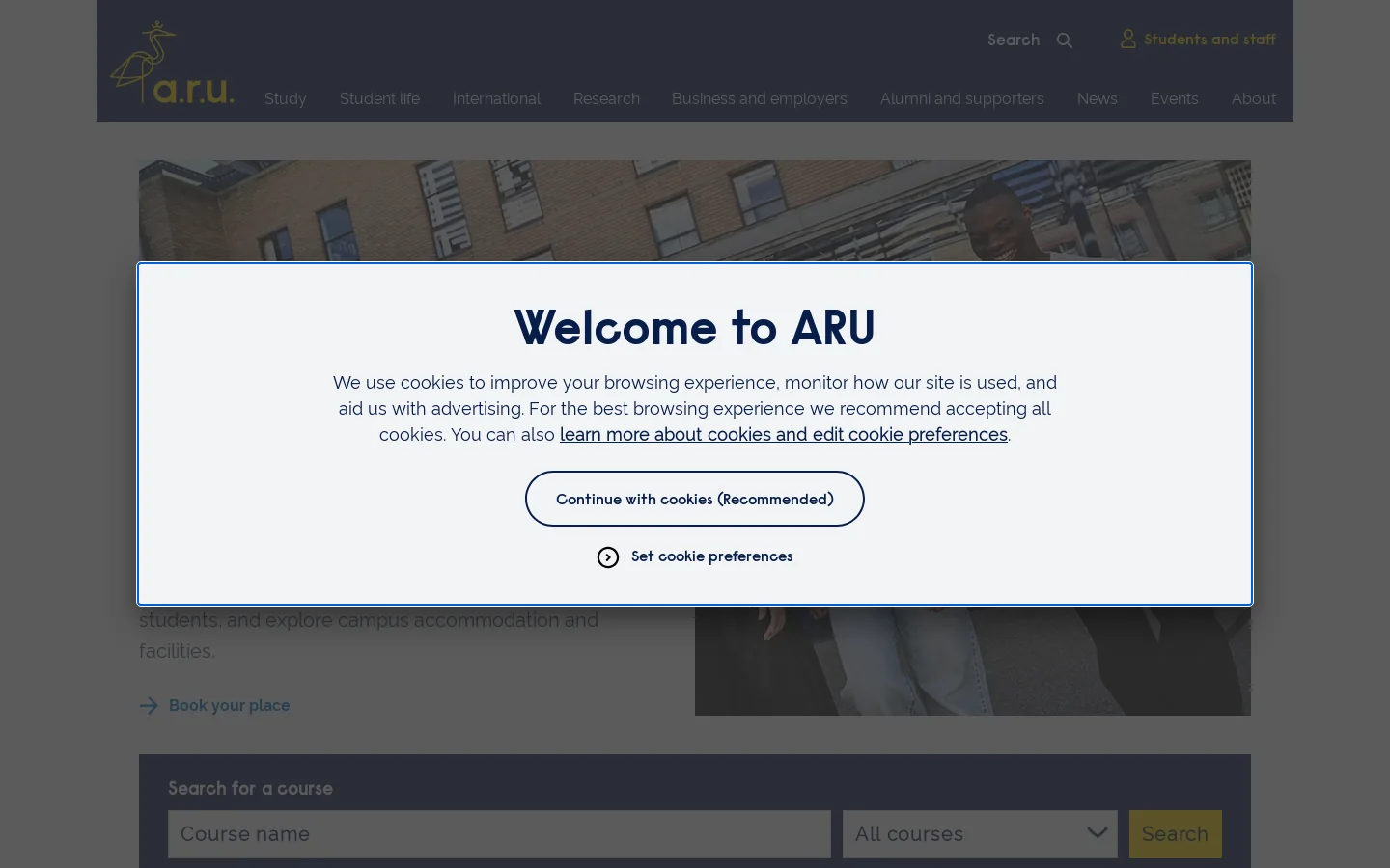 ARU Homepage screenshot