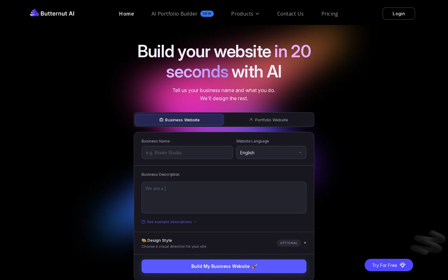 Butternut.ai Homepage screenshot
