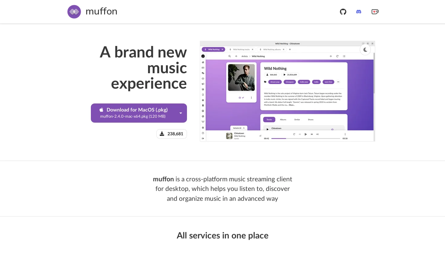 muffon Homepage screenshot
