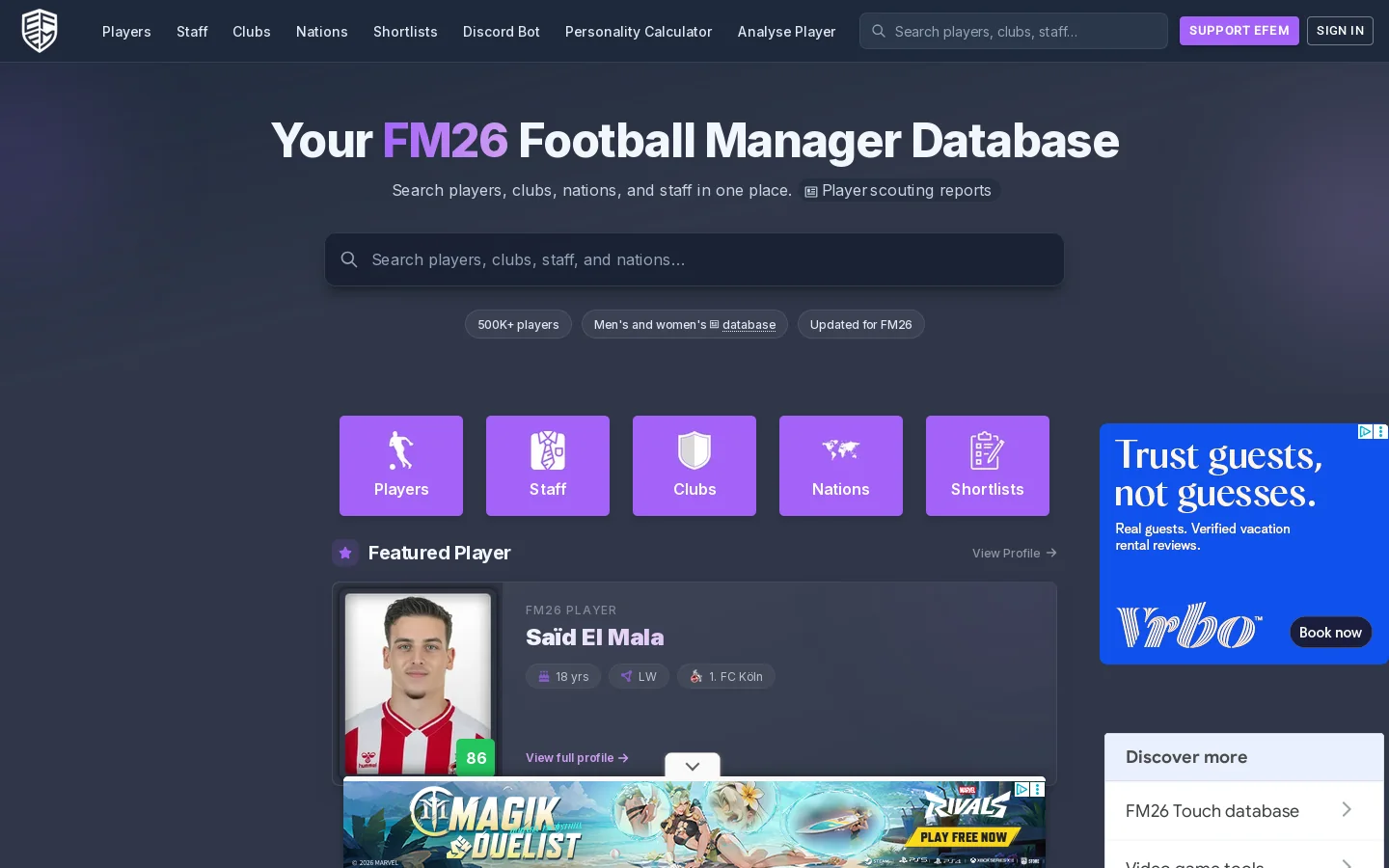 EFEM.club Homepage screenshot