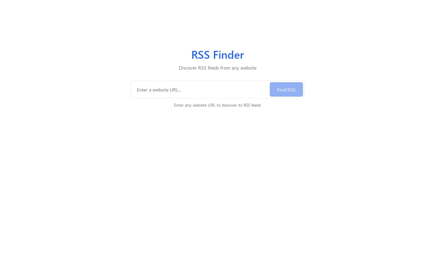 RSS Finder Homepage screenshot