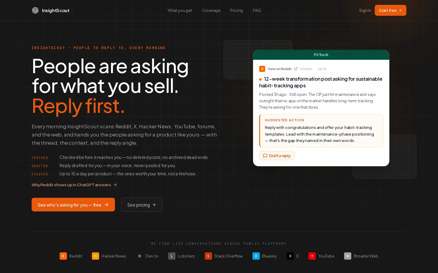 InsightScout Homepage screenshot