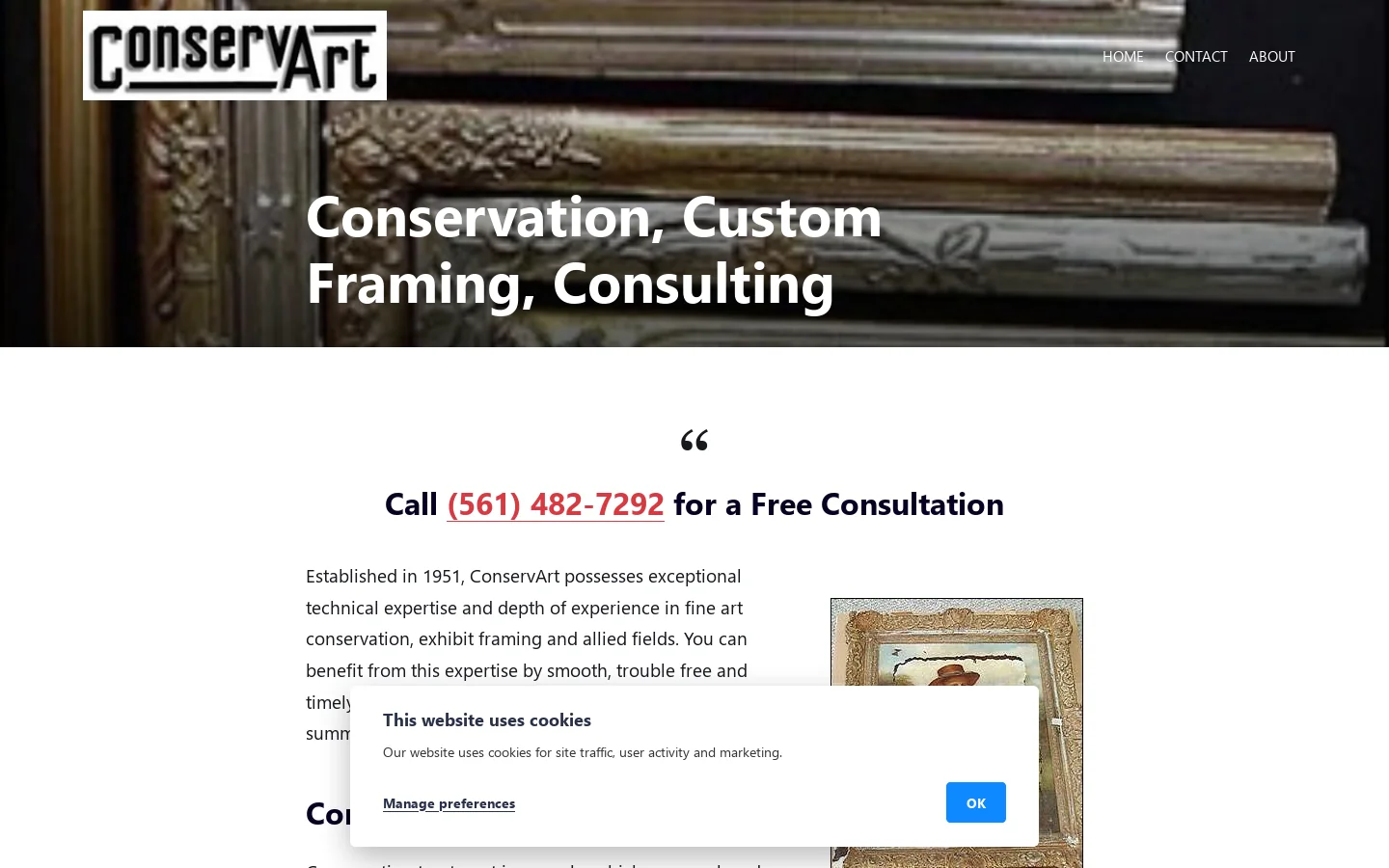 ConservArt Homepage screenshot
