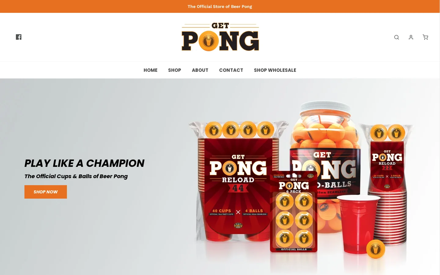 Beer Pong Balls, Beer Pong Cups, Beer Pong Racks & More by Get Pong Homepage screenshot