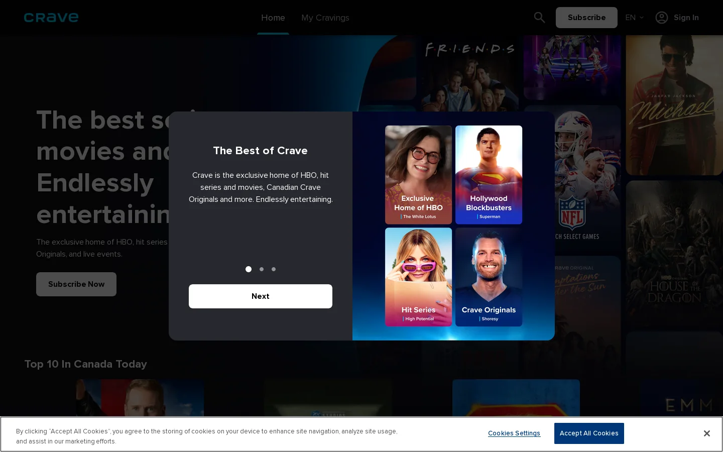 Crave Homepage screenshot