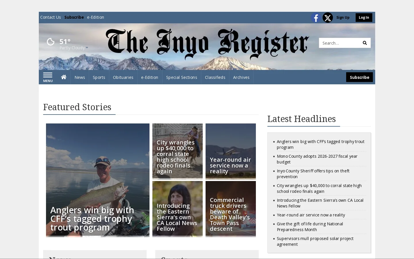 inyoregister.com Homepage screenshot