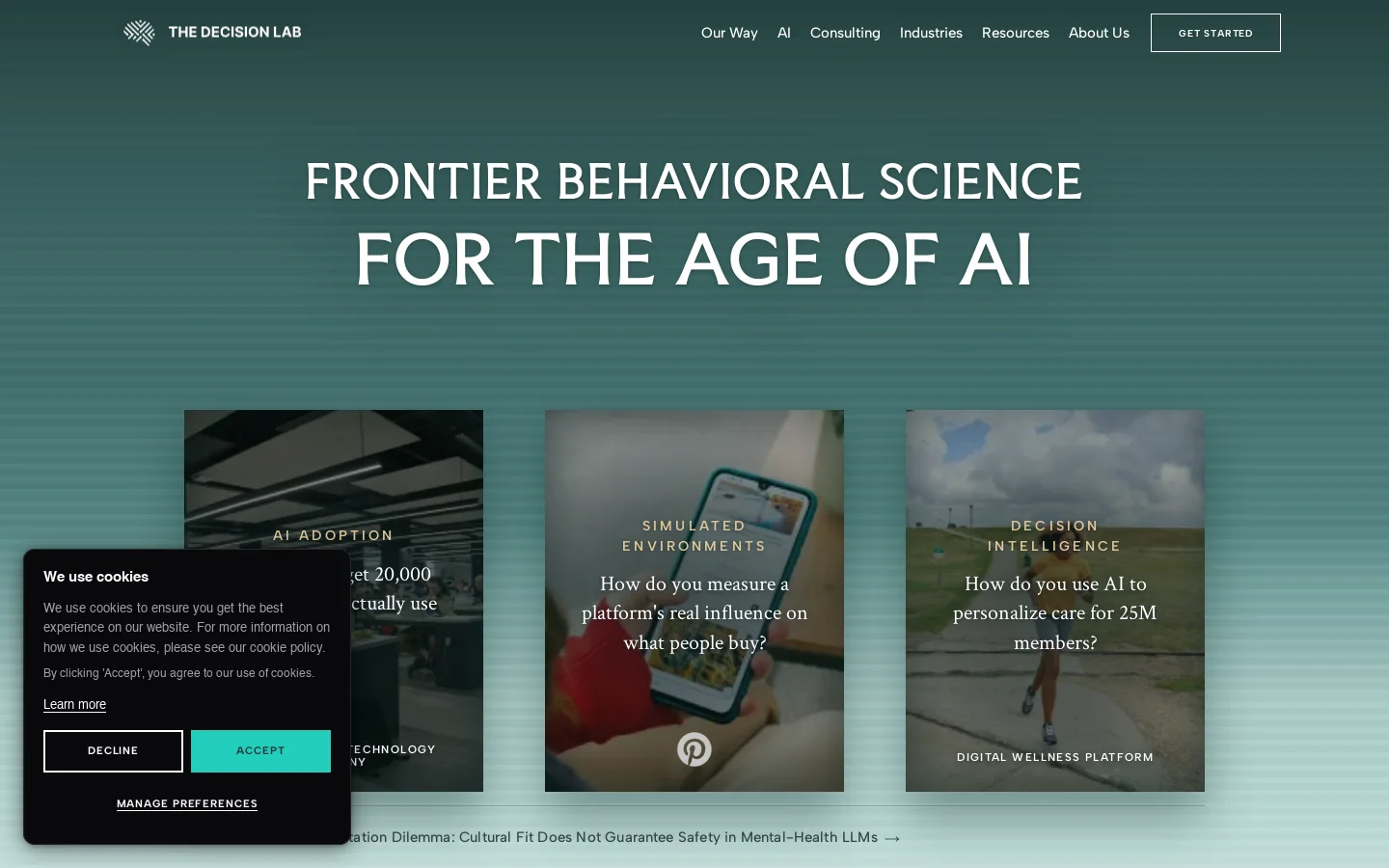 The Decision Lab Homepage screenshot