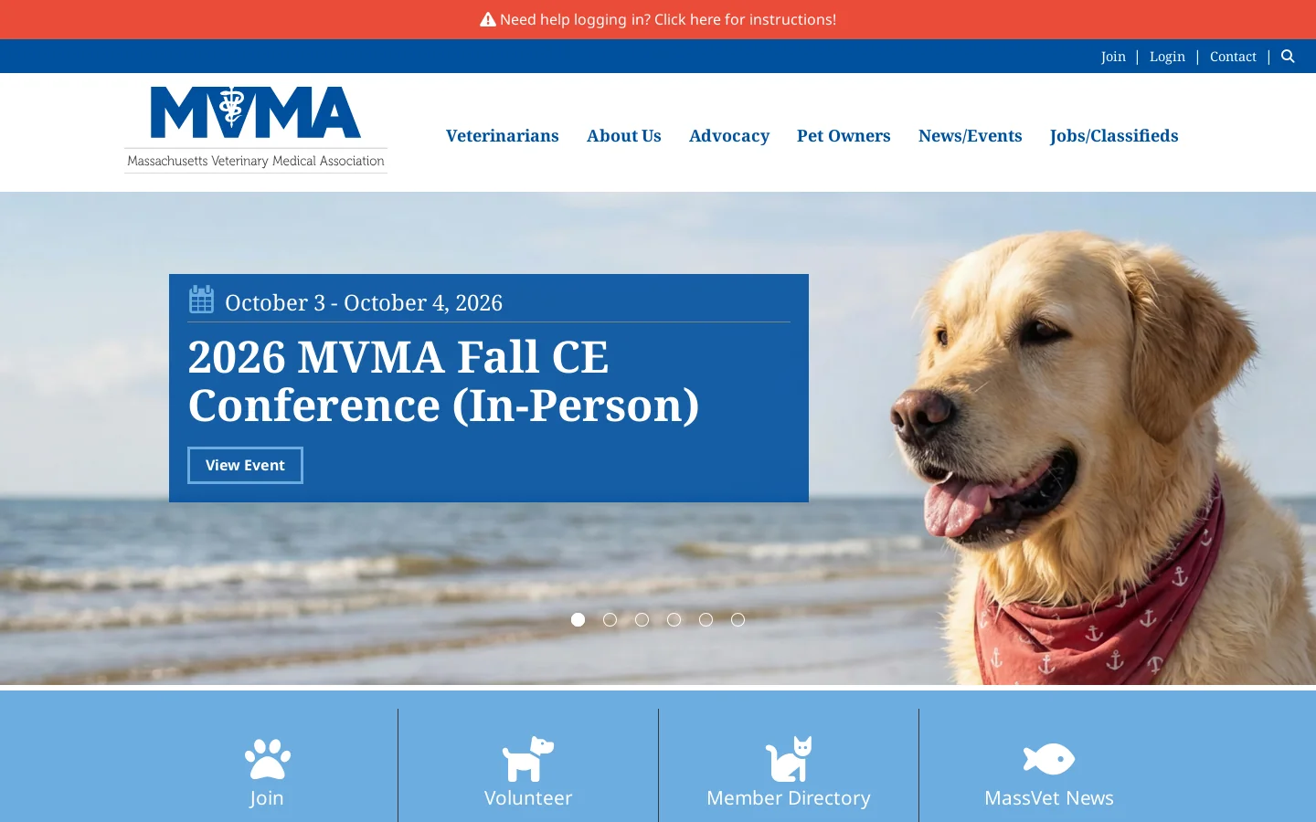 Massachusetts Veterinary Medical Association | MVMA Homepage screenshot