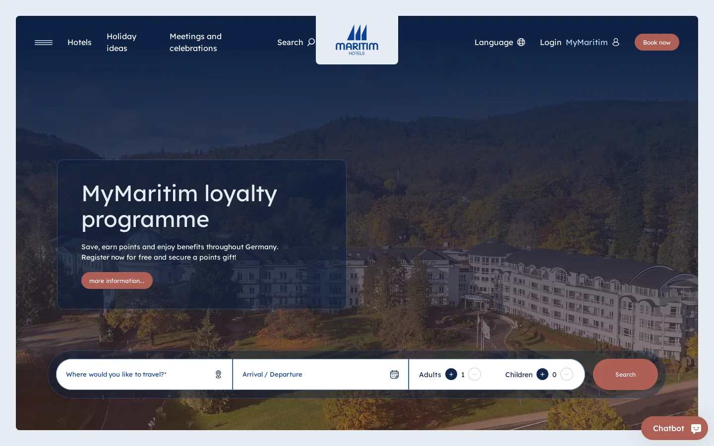 Maritim Hotels Homepage screenshot