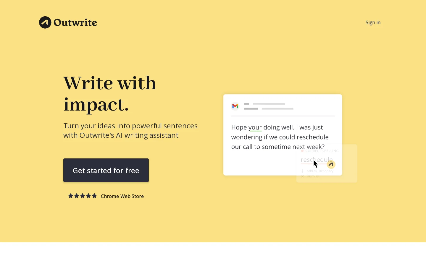 Outwrite Homepage screenshot