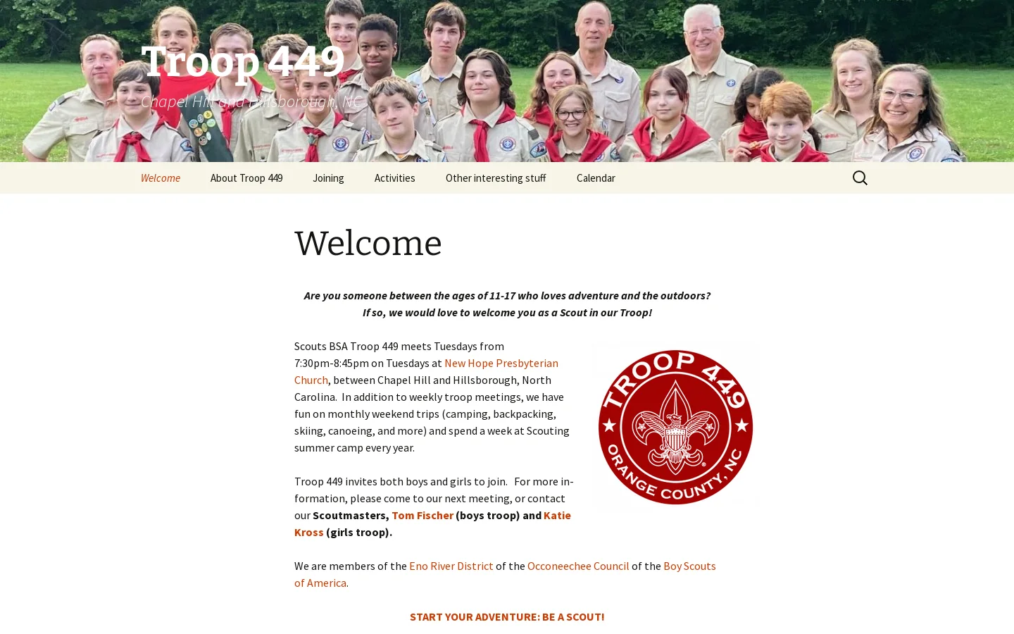 Troop 449 Homepage screenshot