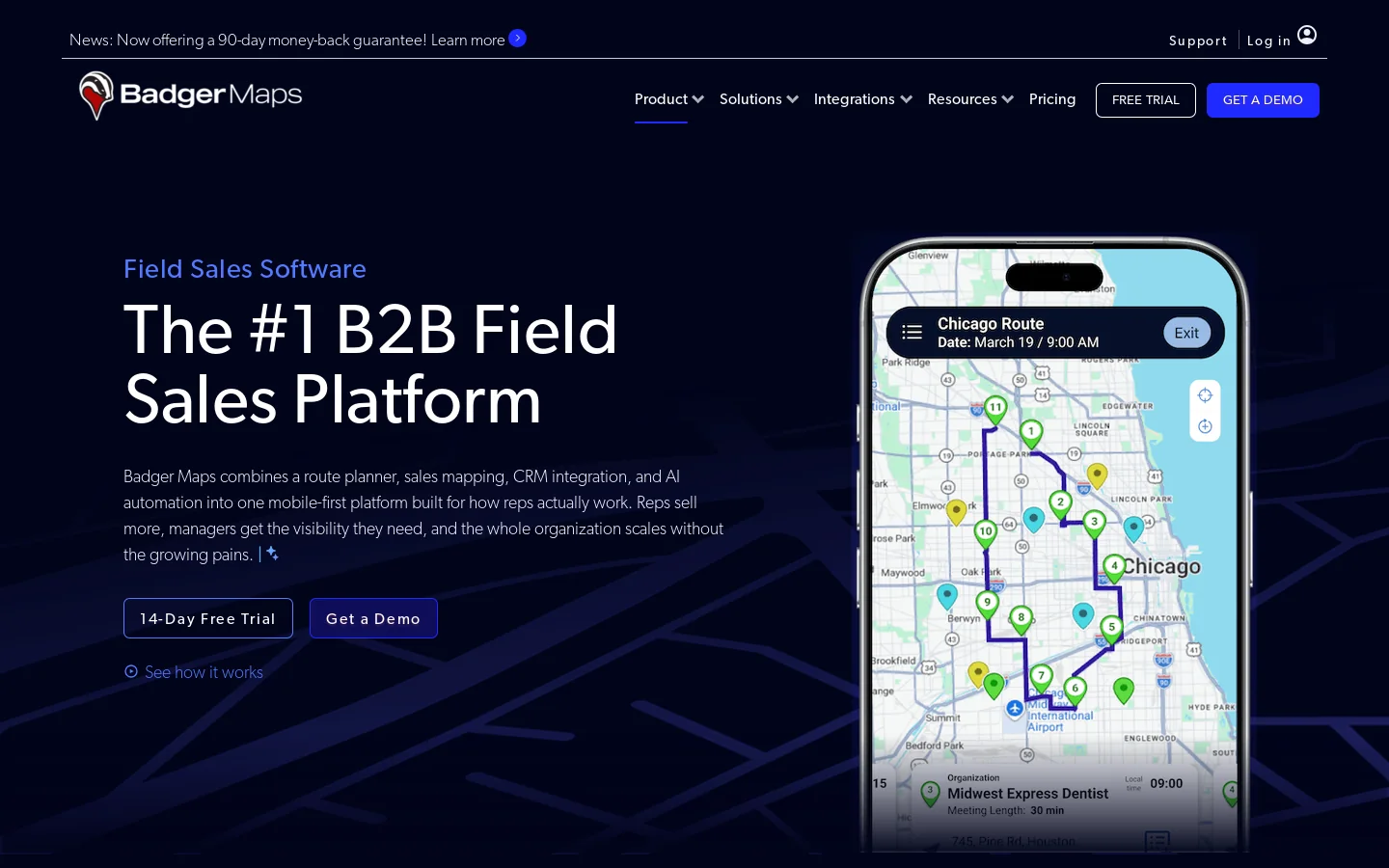 Badger Maps - Route Planner for Outside Sales and Field Teams Homepage screenshot