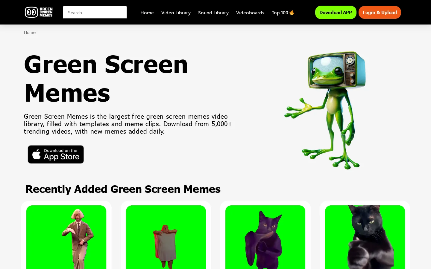 Green Screen Memes Homepage screenshot