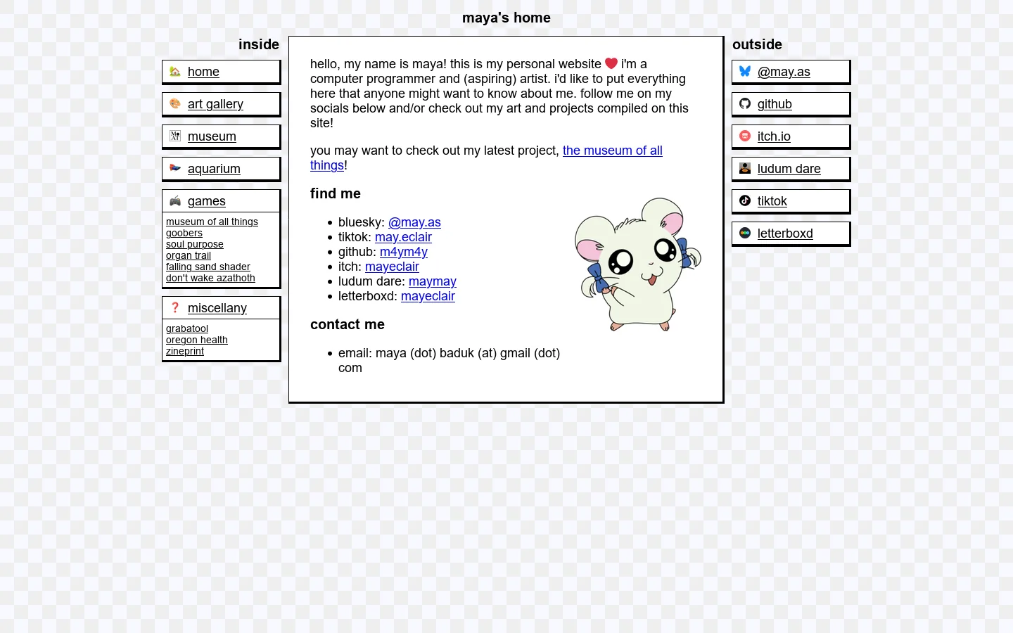 maya's home Homepage screenshot
