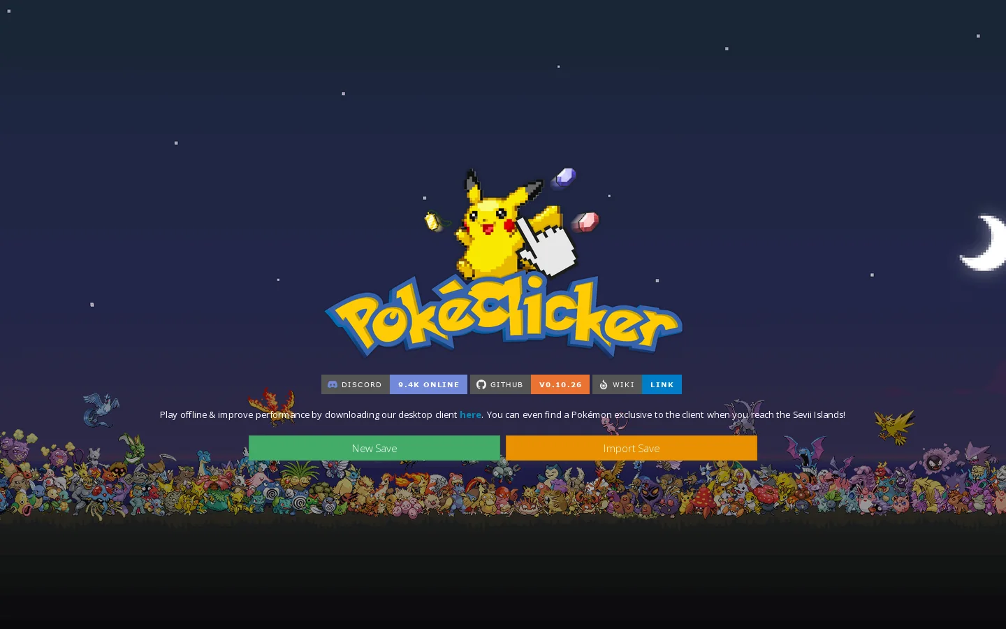 PokéClicker Homepage screenshot