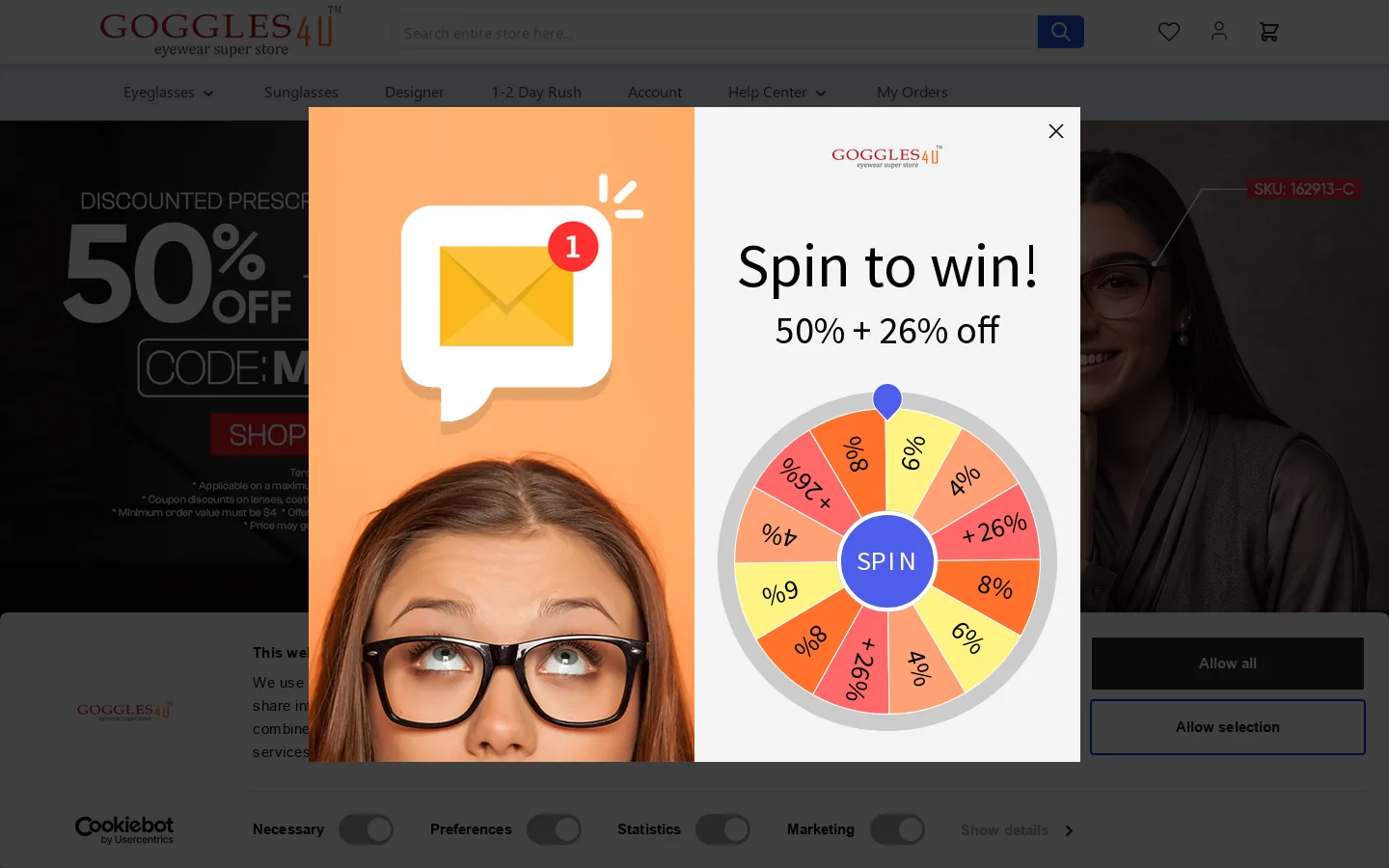 Goggles4u Homepage screenshot