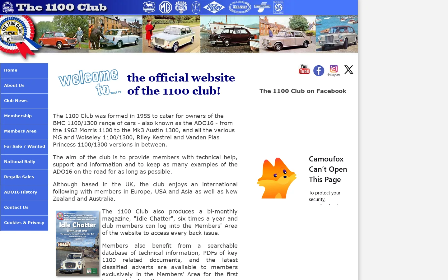 The 1100 Club Homepage screenshot