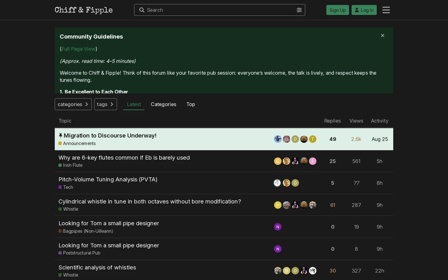 Chiff & Fipple Homepage screenshot