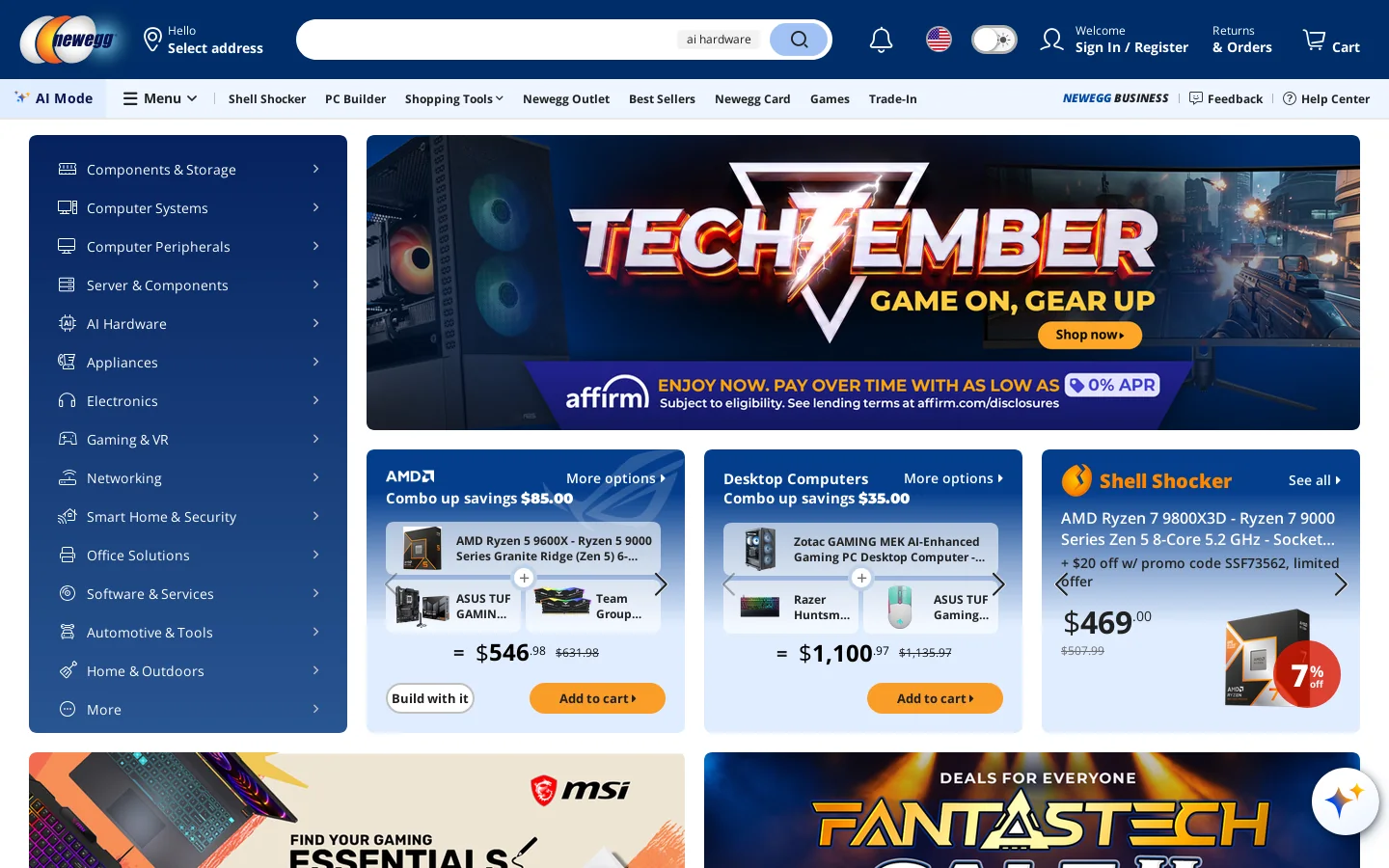 Newegg Homepage screenshot