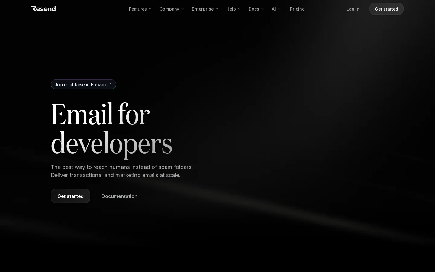 Resend Homepage screenshot