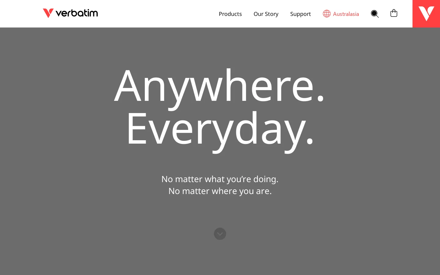 Verbatim Australia Homepage screenshot