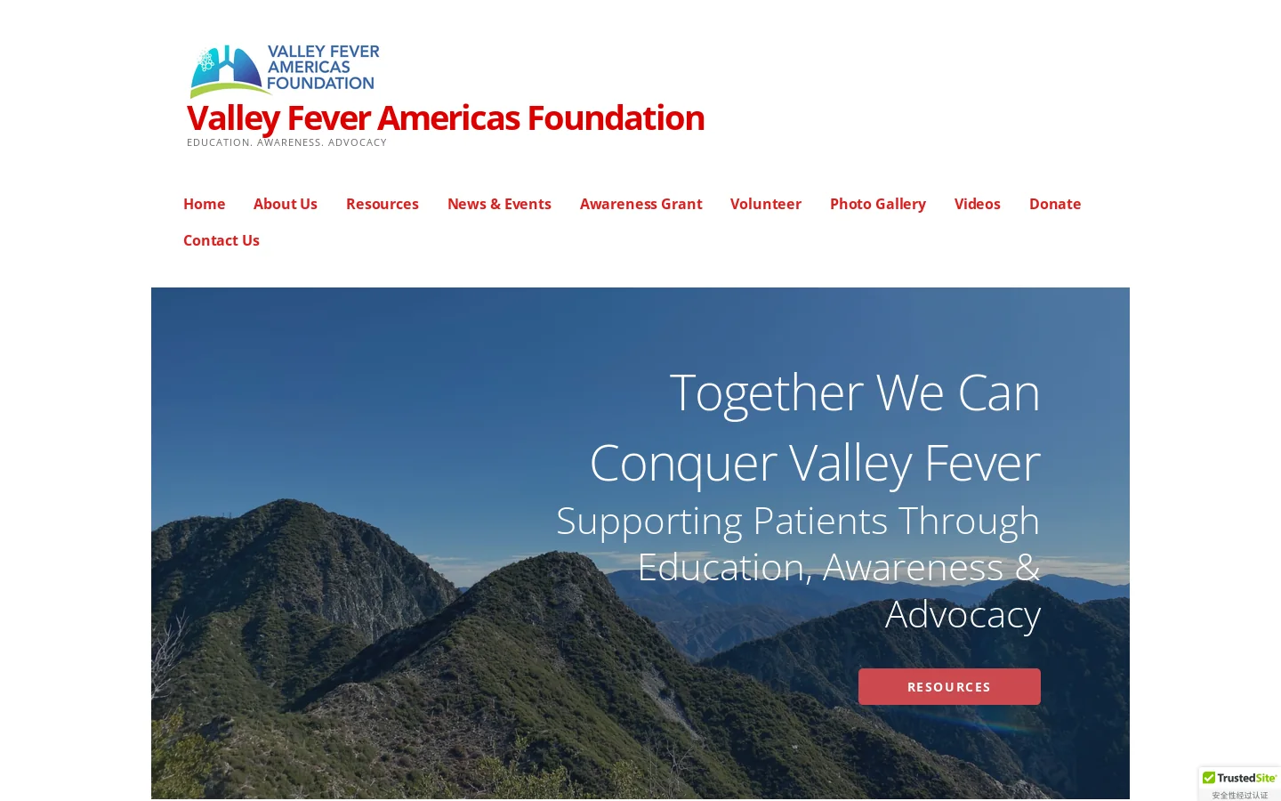 Valley Fever Americas Foundation Homepage screenshot
