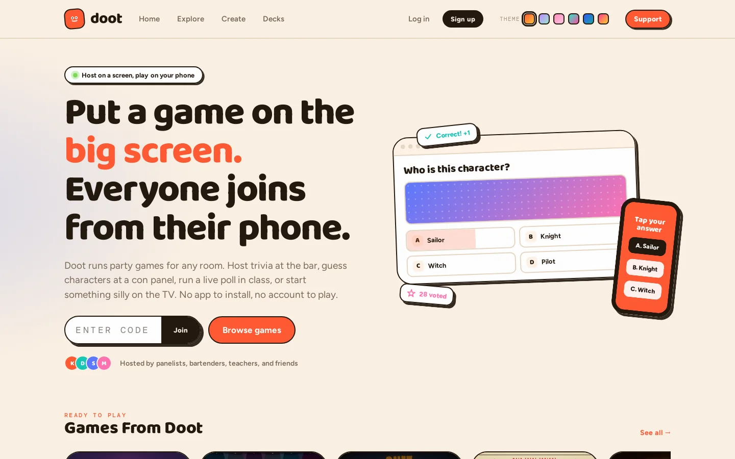 Doot, put a game on the big screen Homepage screenshot