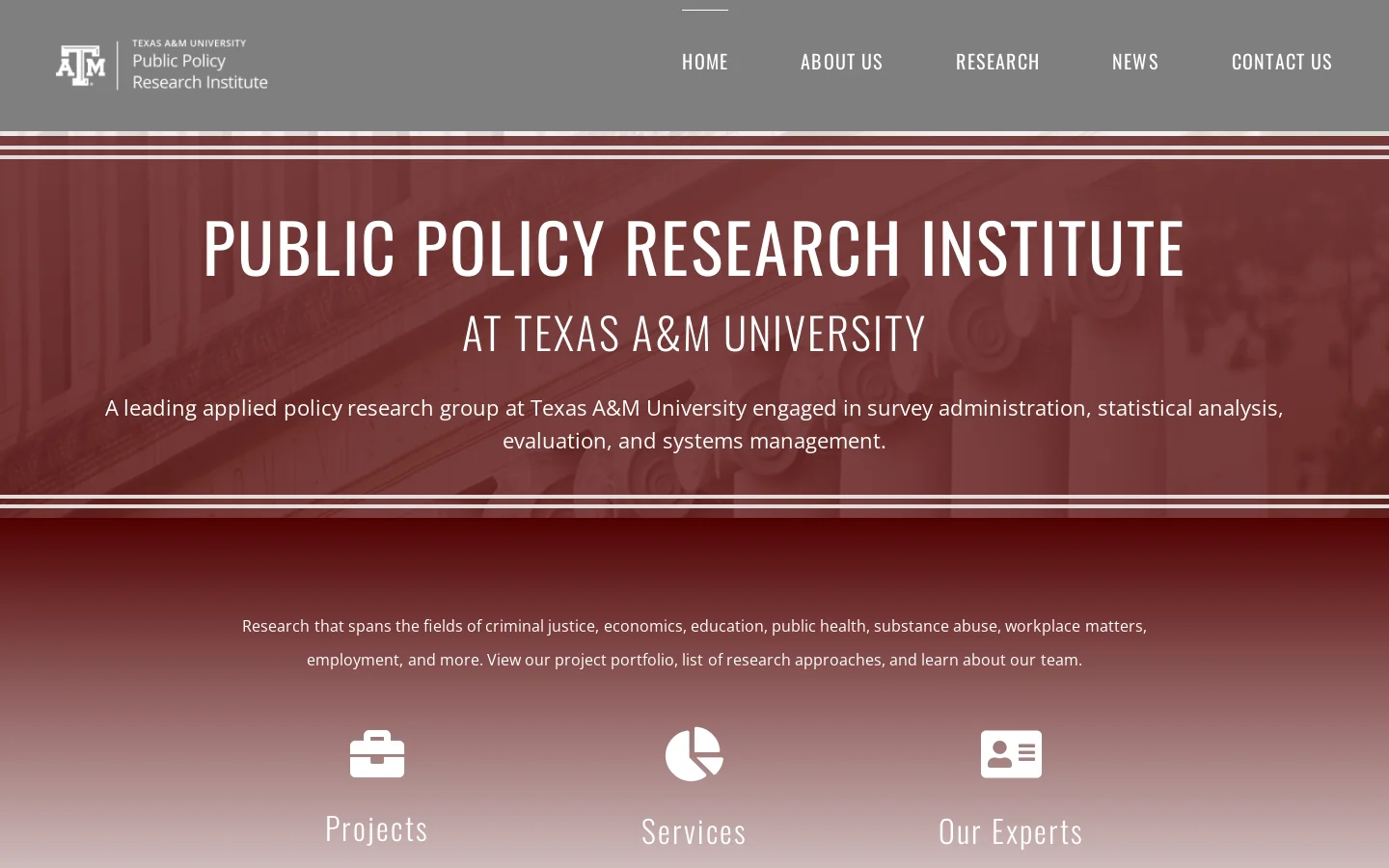 Home - Texas A&M University Public Policy Research Institute Homepage screenshot