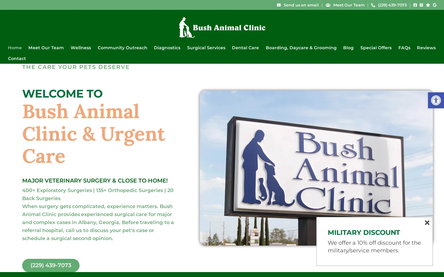 Bush Animal Clinic Homepage screenshot