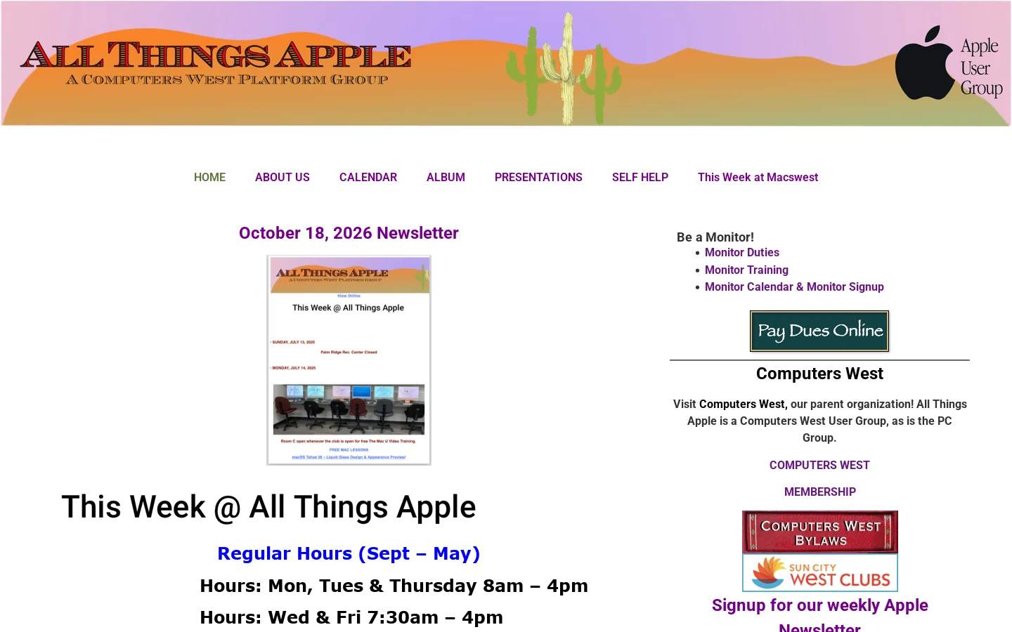 Macswest Homepage screenshot