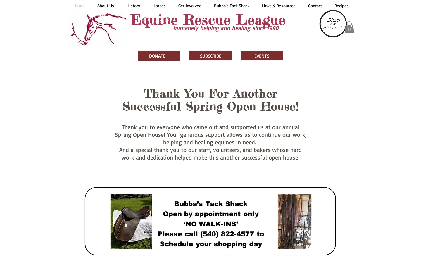 Equine Rescue League Homepage screenshot