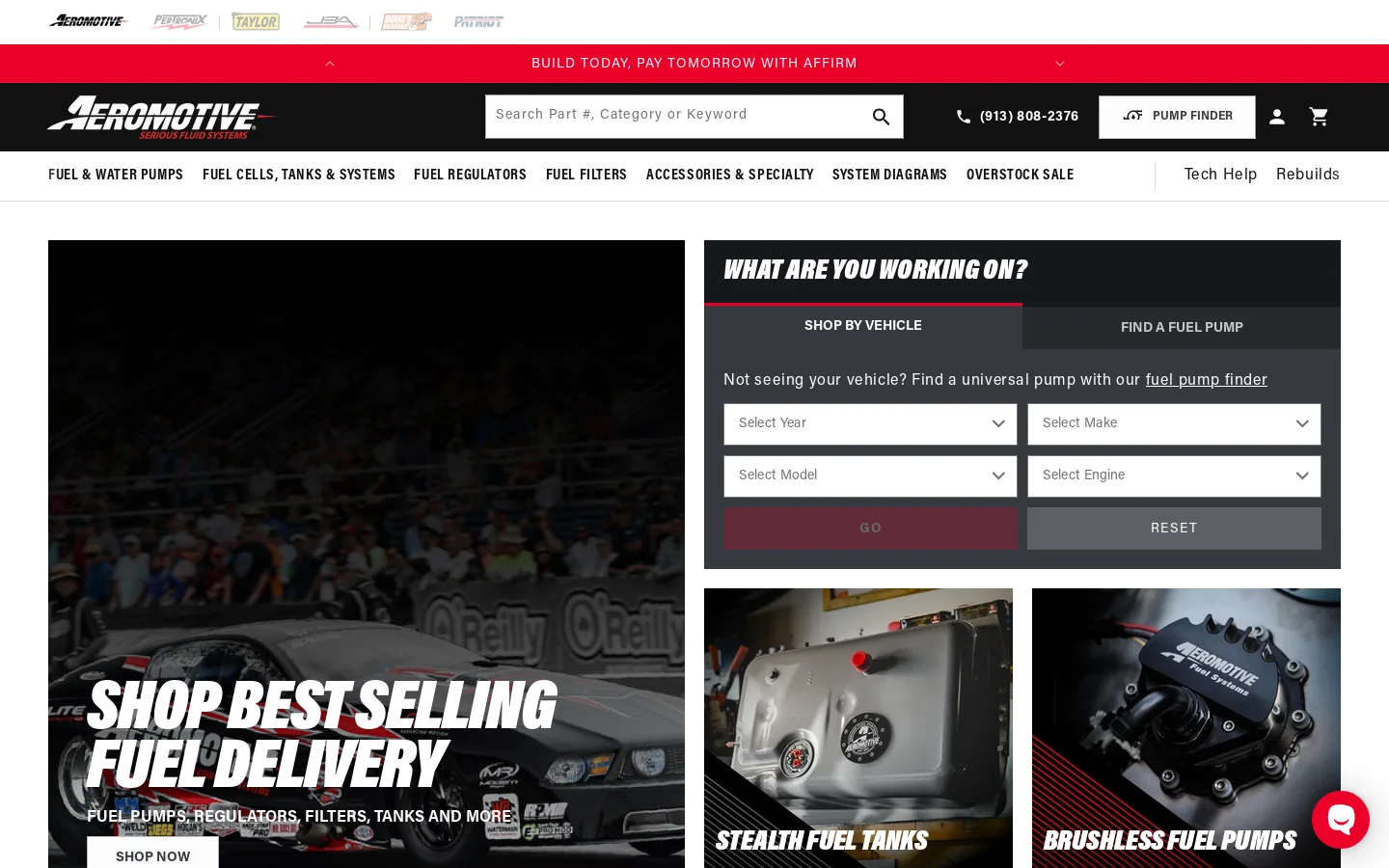 Aeromotive - Official Site | Automotive Fuel Pumps, Systems & More Homepage screenshot
