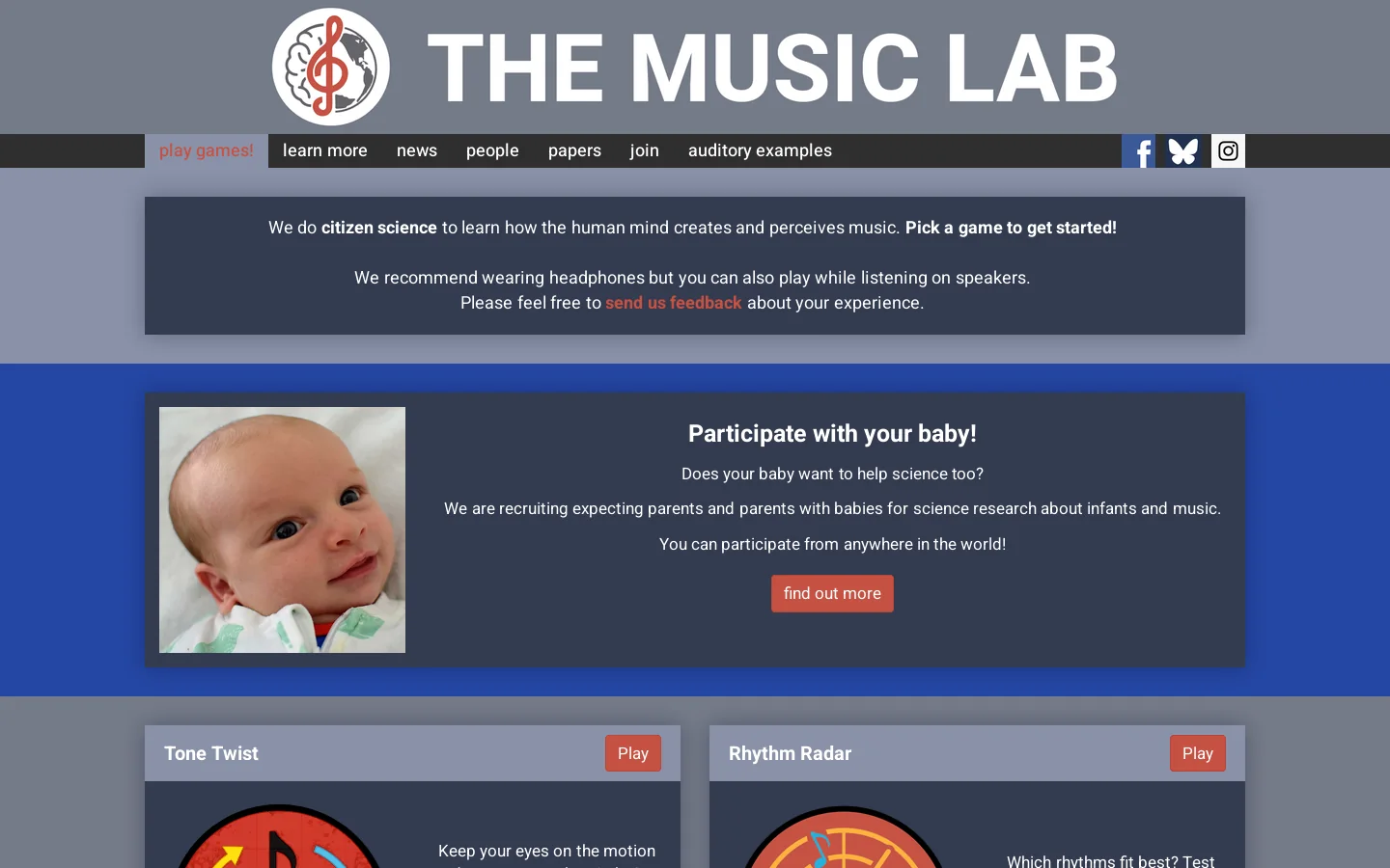 The Music Lab Homepage screenshot