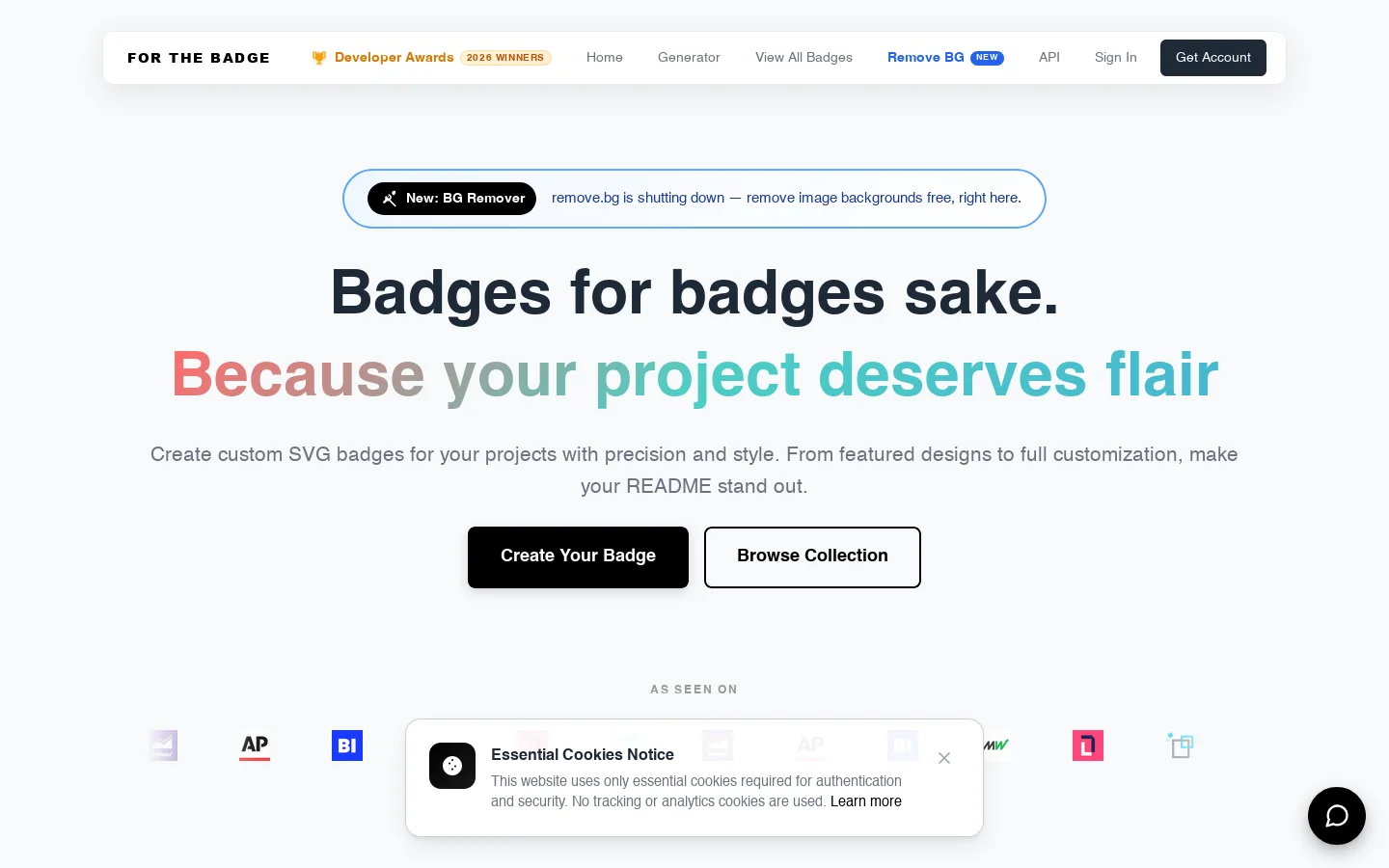 For the Badge Homepage screenshot