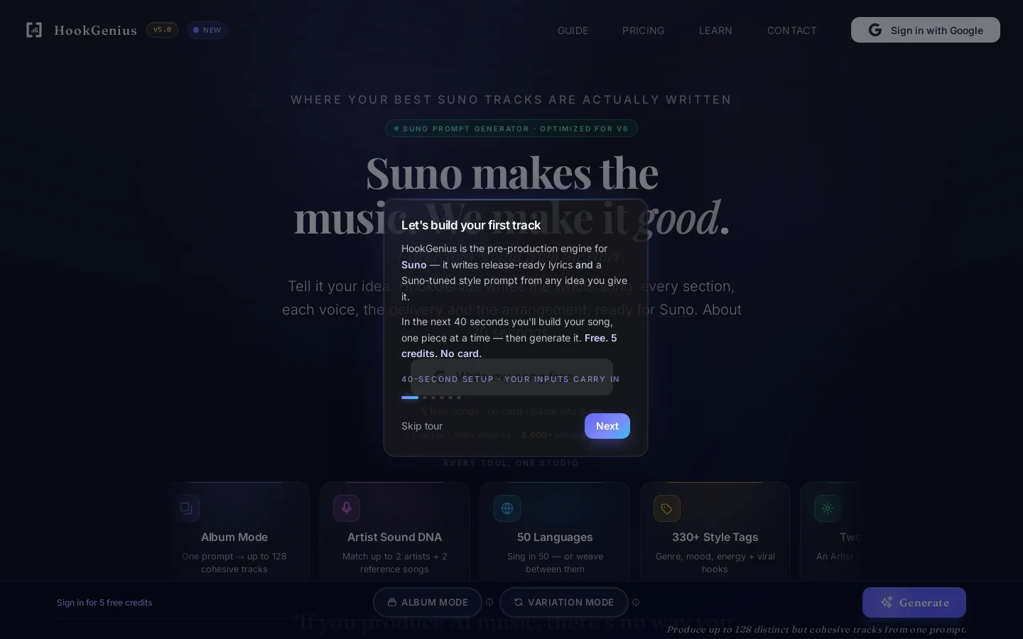 HookGenius Homepage screenshot