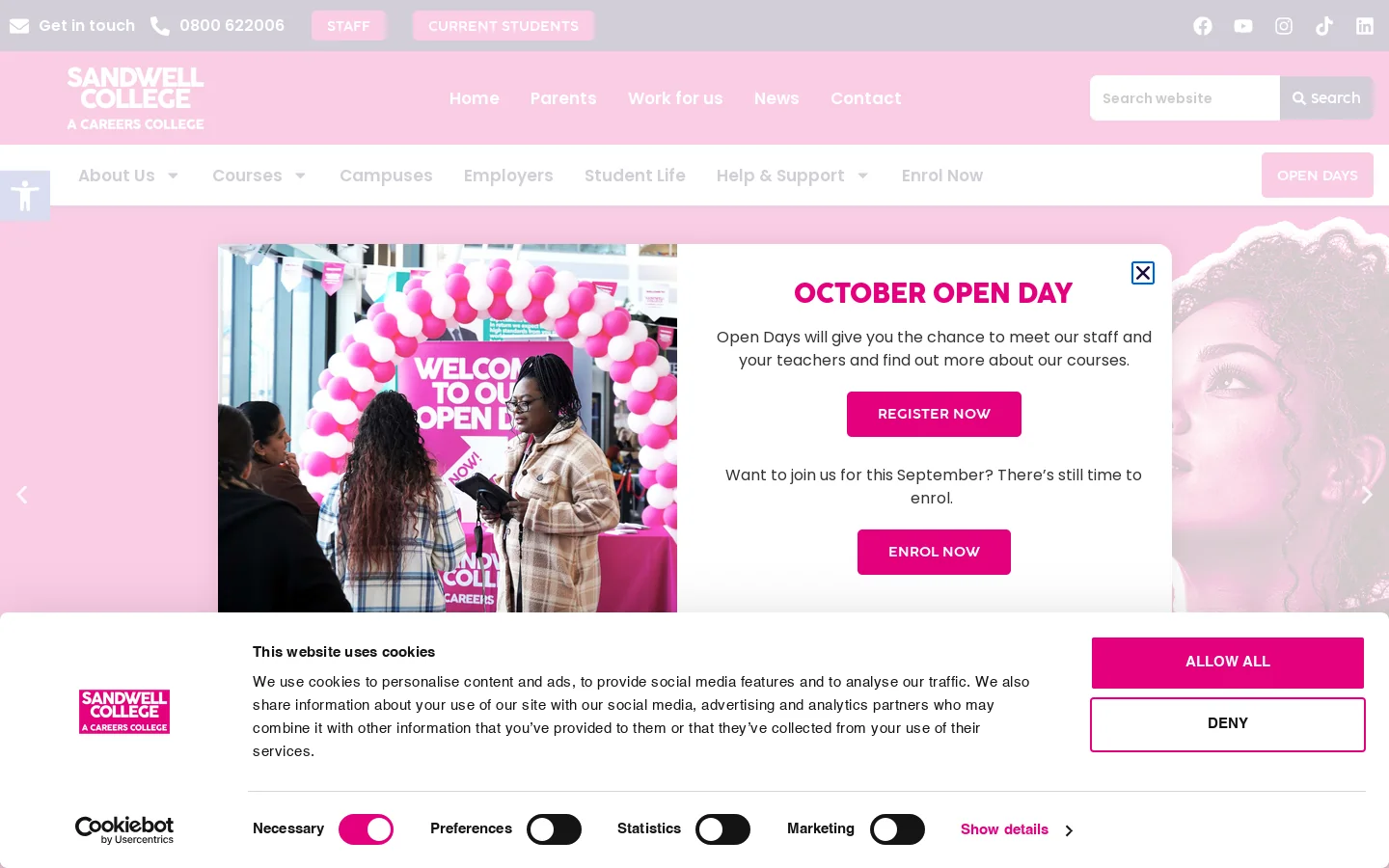 Sandwell College Homepage screenshot
