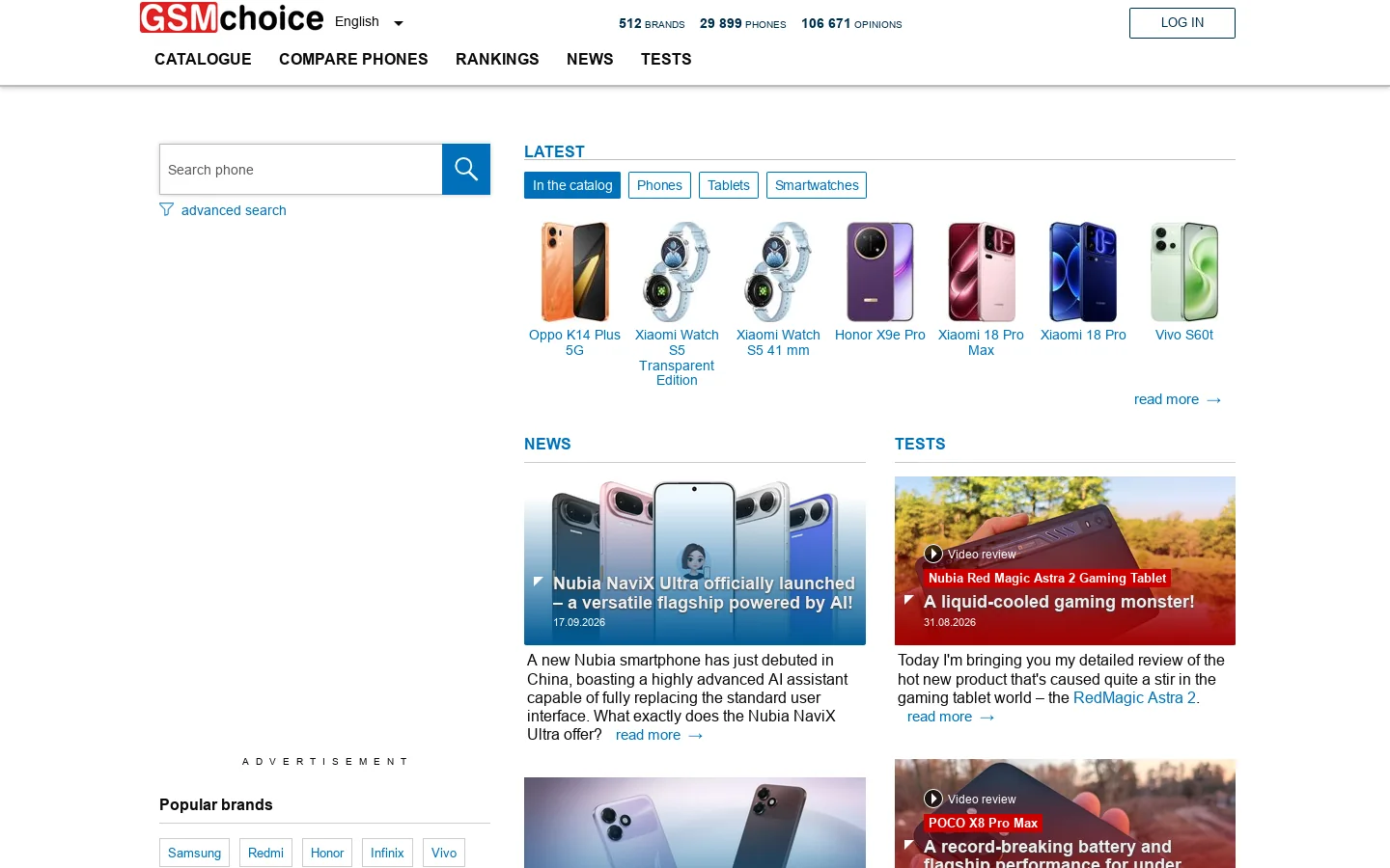 GSMchoice.com : Homepage screenshot