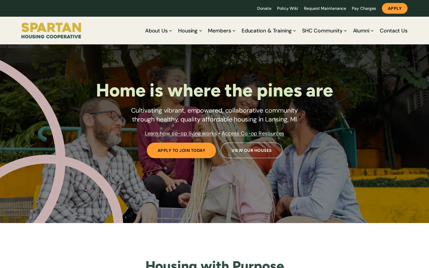 Spartan Housing Cooperative Homepage screenshot