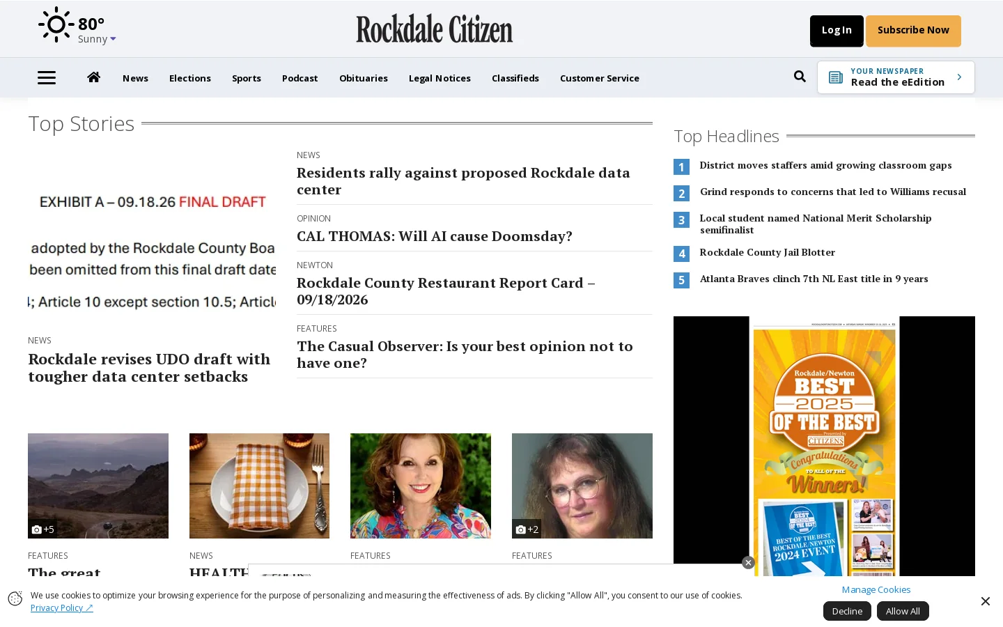 rockdalecitizen.com Homepage screenshot