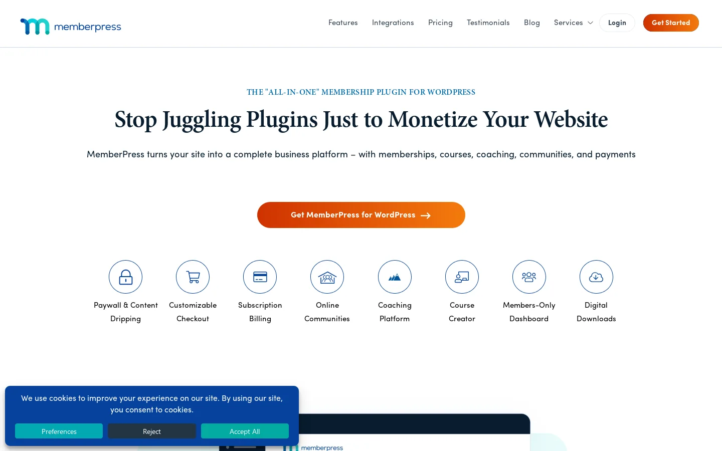 MemberPress Homepage screenshot