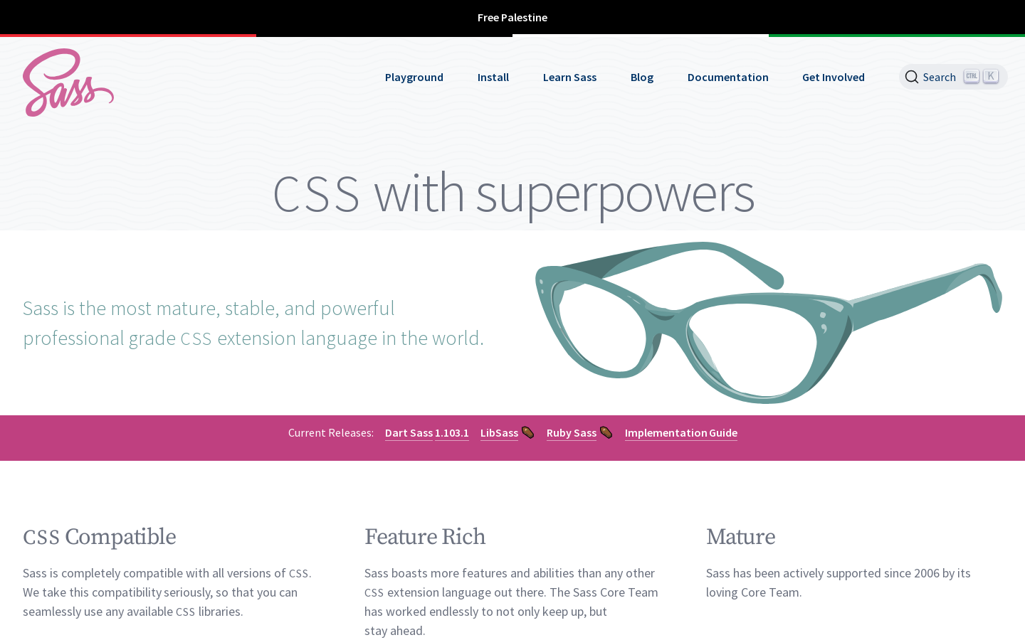 Sass: Syntactically Awesome Style Sheets Homepage screenshot