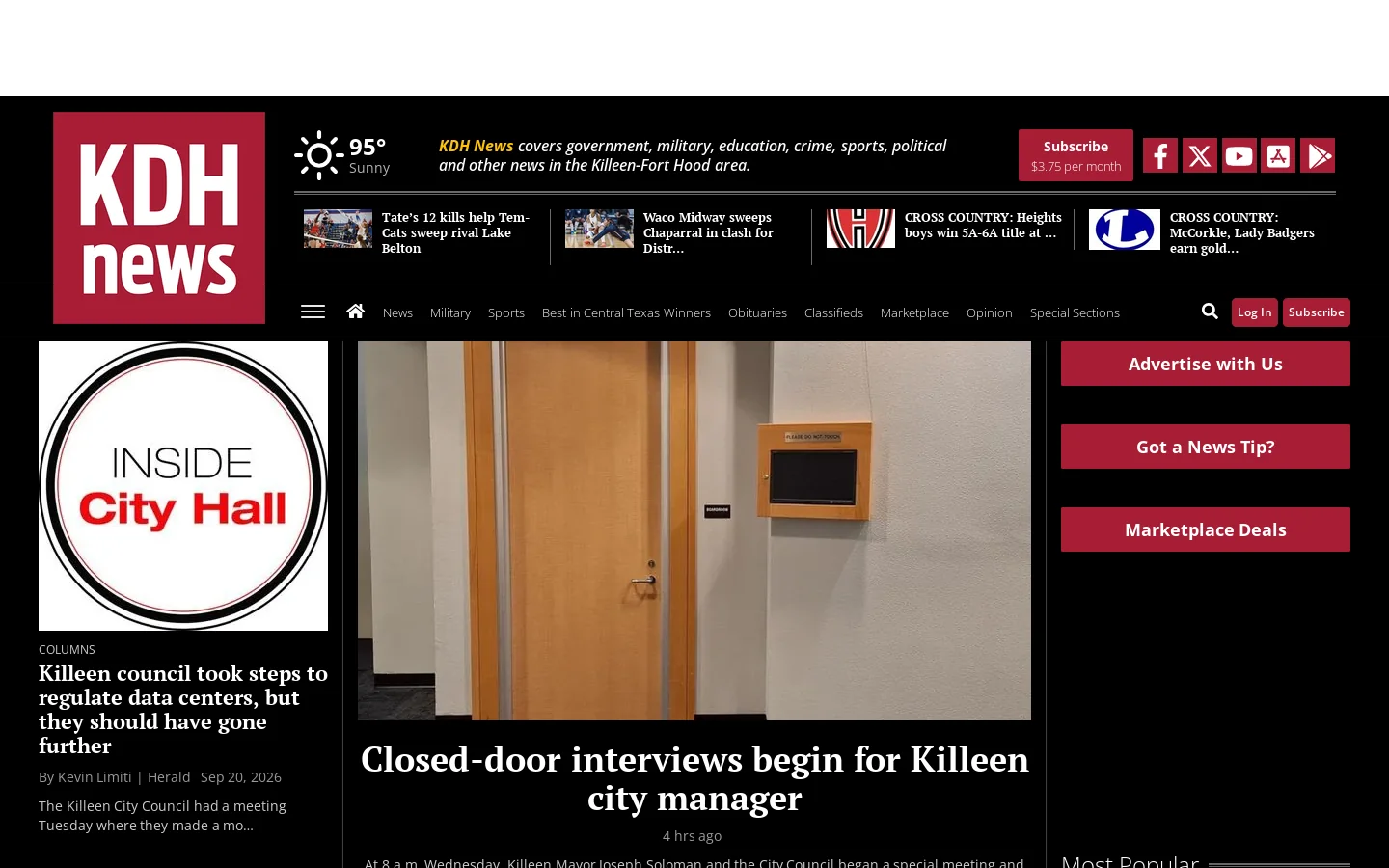 Killeen Daily Herald: Killeen News, Sports, Weathe | Killeen News, Sports, Weather, Traffic, Crime, National News, Entertainment Homepage screenshot