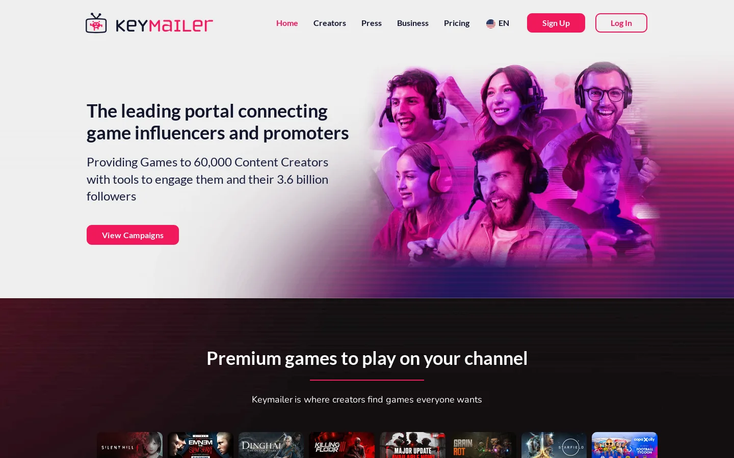 Keymailer Homepage screenshot