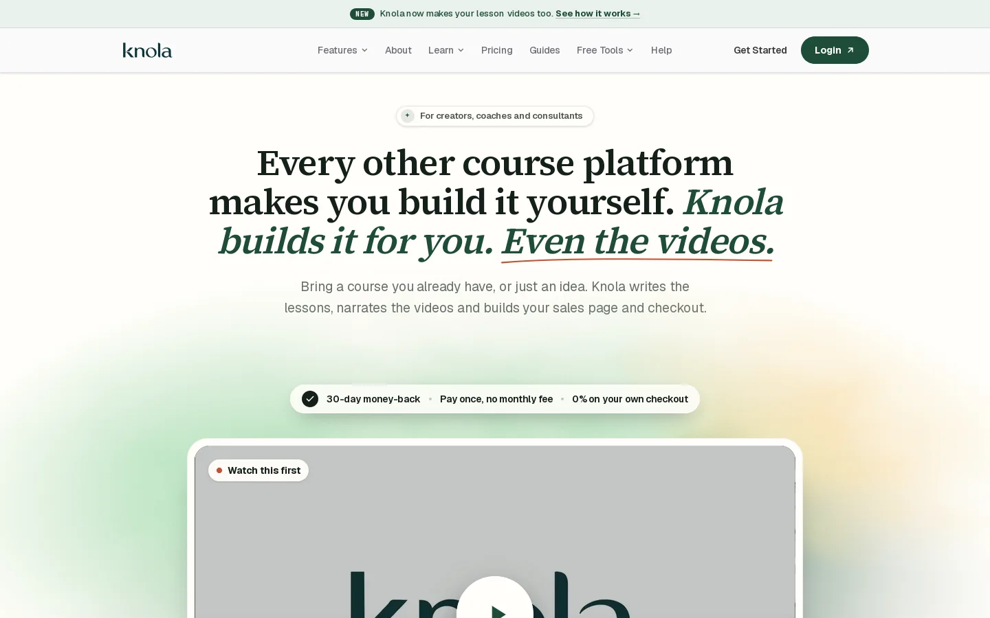 Knola Homepage screenshot