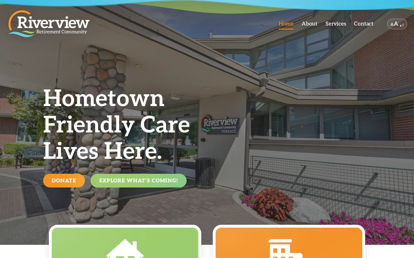 Riverview Retirement Community Homepage screenshot