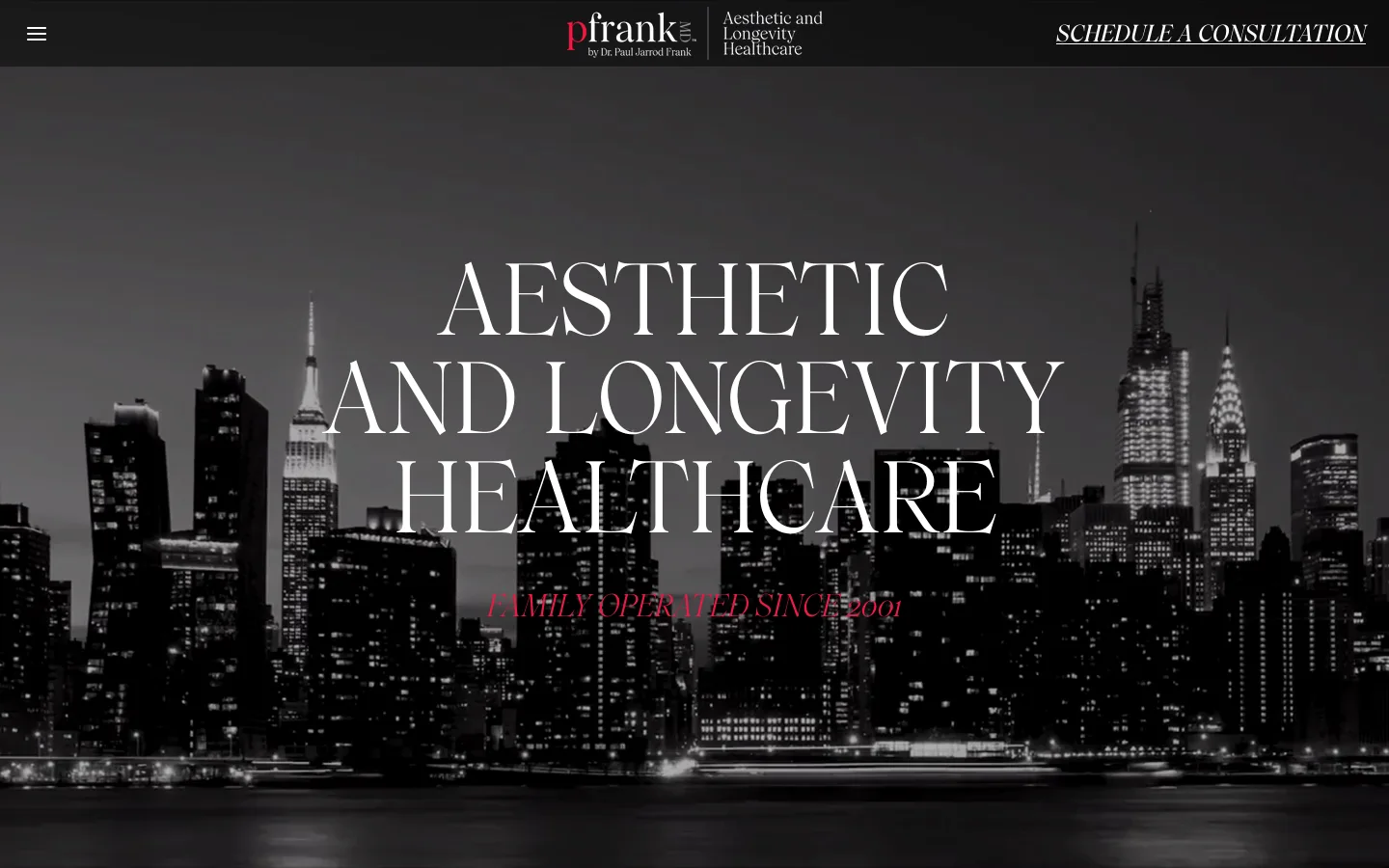 Aesthetic and Longevity Healthcare Homepage screenshot